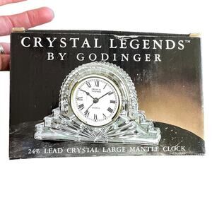 Crystal Legends by Godinger Cut Lead Crystal Mantle Clock Gift New Old Stock